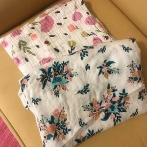 Pair of floral girl swaddles EUC
